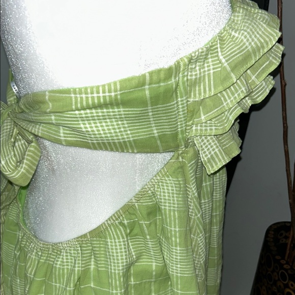 Chic Green Plaid Ruffle Dress - Picture 7 of 8